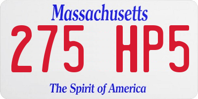 MA license plate 275HP5