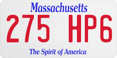 MA license plate 275HP6