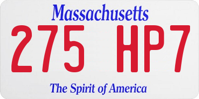 MA license plate 275HP7