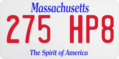 MA license plate 275HP8