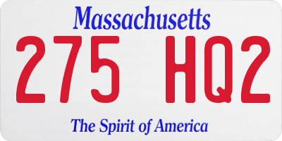 MA license plate 275HQ2