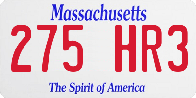 MA license plate 275HR3
