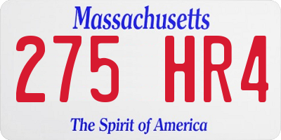 MA license plate 275HR4