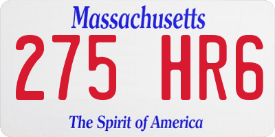 MA license plate 275HR6