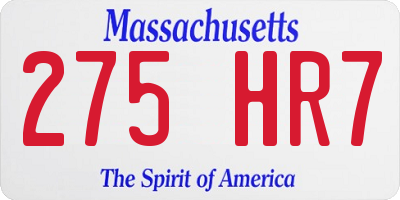 MA license plate 275HR7