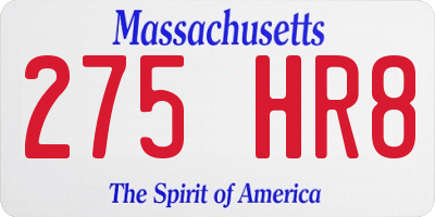 MA license plate 275HR8