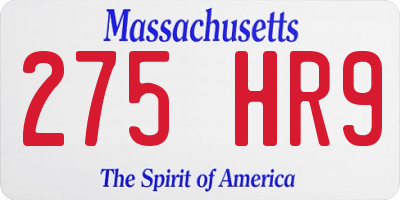 MA license plate 275HR9