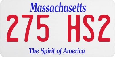 MA license plate 275HS2