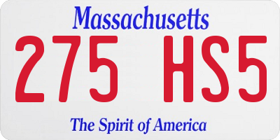 MA license plate 275HS5