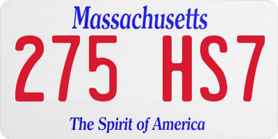 MA license plate 275HS7