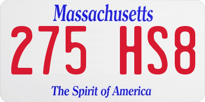 MA license plate 275HS8