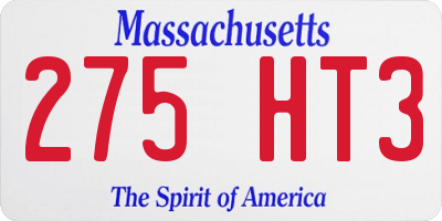 MA license plate 275HT3