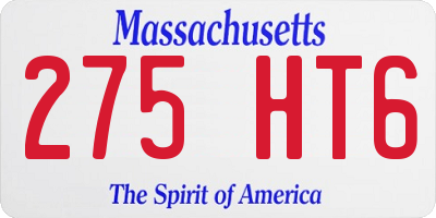 MA license plate 275HT6