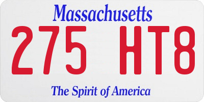 MA license plate 275HT8