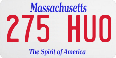 MA license plate 275HU0