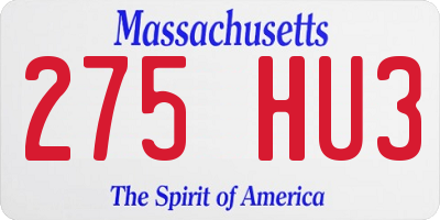 MA license plate 275HU3