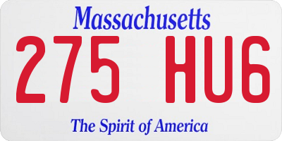 MA license plate 275HU6