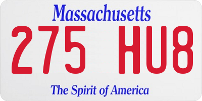 MA license plate 275HU8