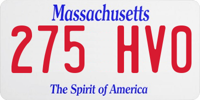 MA license plate 275HV0