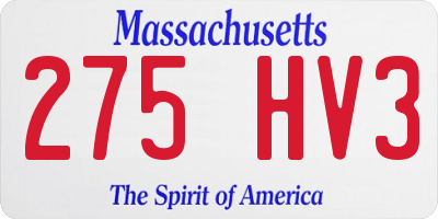 MA license plate 275HV3
