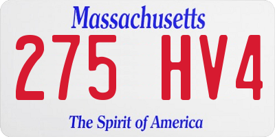 MA license plate 275HV4