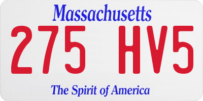 MA license plate 275HV5