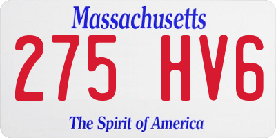 MA license plate 275HV6