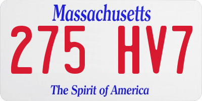 MA license plate 275HV7