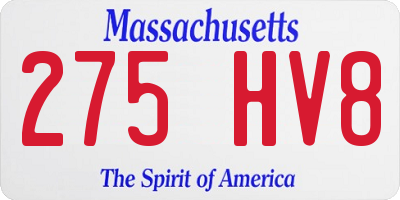 MA license plate 275HV8