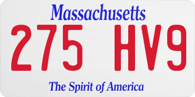 MA license plate 275HV9