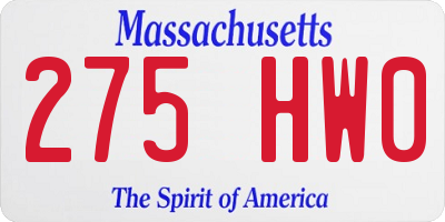 MA license plate 275HW0