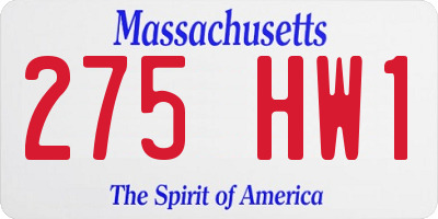MA license plate 275HW1