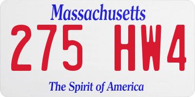 MA license plate 275HW4
