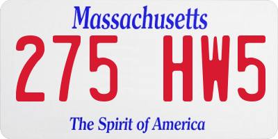 MA license plate 275HW5