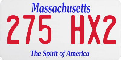 MA license plate 275HX2