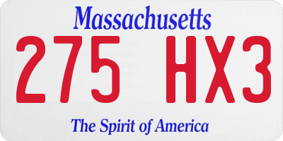 MA license plate 275HX3