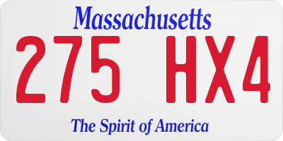 MA license plate 275HX4