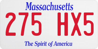 MA license plate 275HX5
