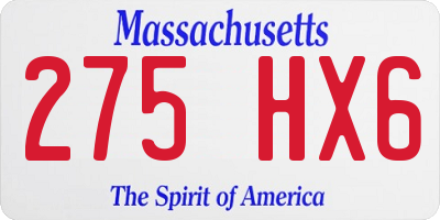 MA license plate 275HX6
