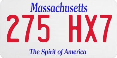 MA license plate 275HX7