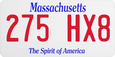 MA license plate 275HX8