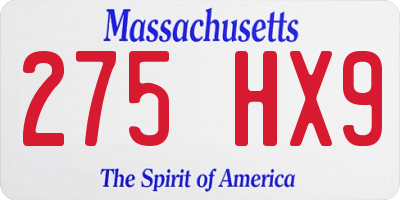 MA license plate 275HX9