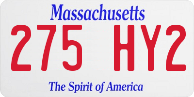 MA license plate 275HY2