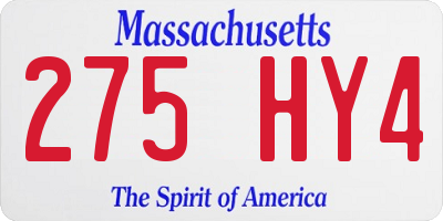 MA license plate 275HY4