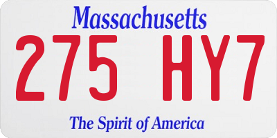 MA license plate 275HY7