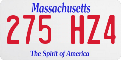 MA license plate 275HZ4