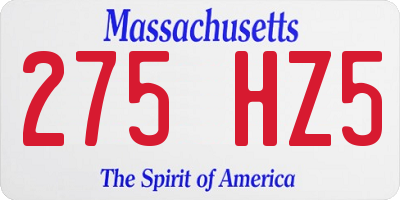 MA license plate 275HZ5
