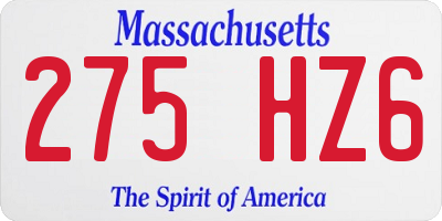 MA license plate 275HZ6