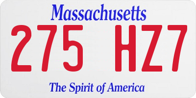 MA license plate 275HZ7