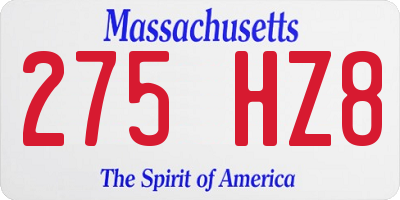 MA license plate 275HZ8